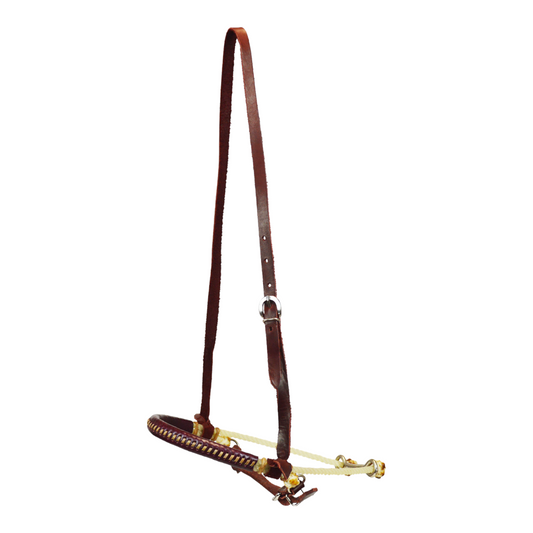 Leather Covered Double Rope Tie Down Noseband with Caveson