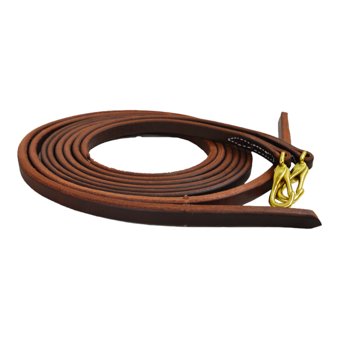 5/8" Oiled Harness Leather Split Reins With Snap Ends