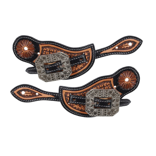 Showman Ladies Argentina Cow Leather Antique Silver Dot Spur Strap