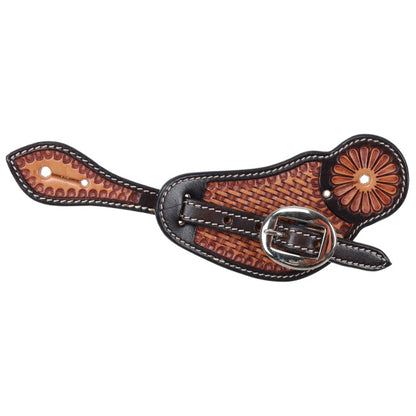 Showman Men's Argentina Cow Leather Wrangler's Weave Spur Strap