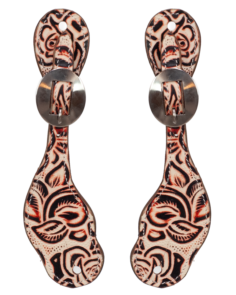 Designer Leather Spur Straps - Peach Rose