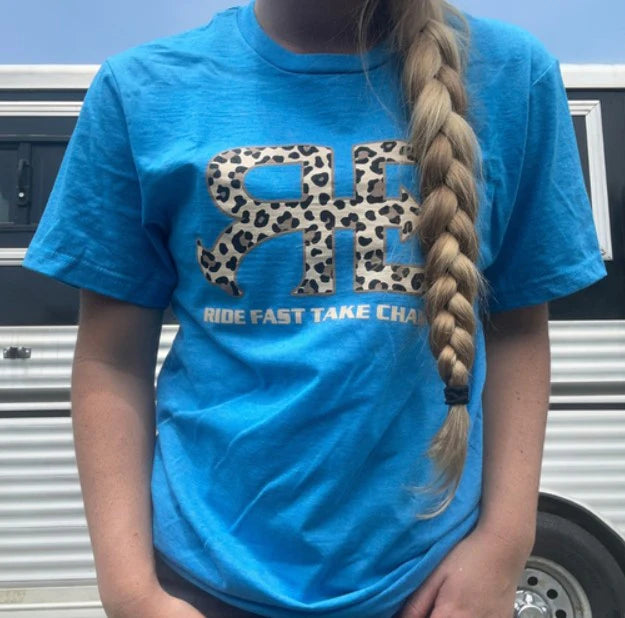 Rocket Donkey Turquoise Cheetah T Shirt