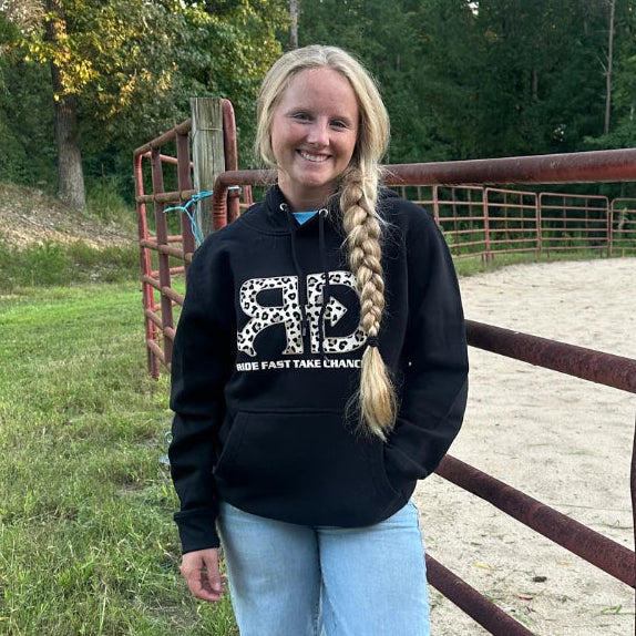 Rocket Donkey Black Cheetah Cotton Hoodie