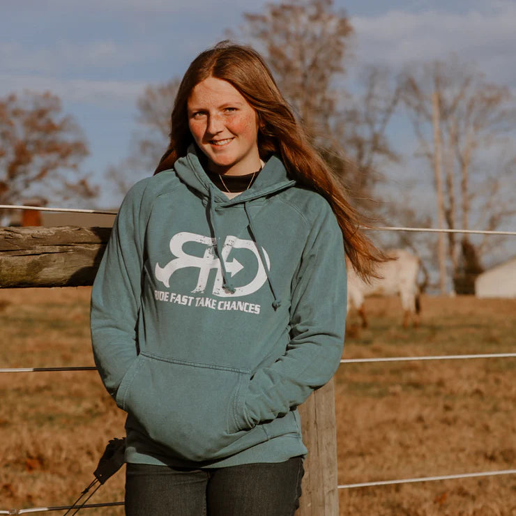 Rocket Donkey Teal Cotton Hoodie