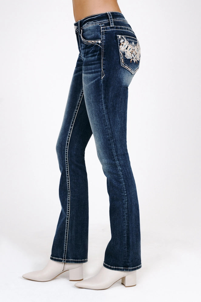 Grace In LA Steer Paisley Aztec Mid-Rise Boot Cut 34"