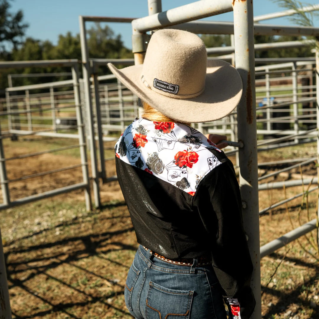 Rocket Donkey Black Retro Shiny Rodeo Shirt