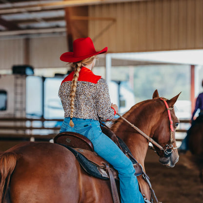 Rocket Donkey Red Shiny Cheetah Rodeo Shirt