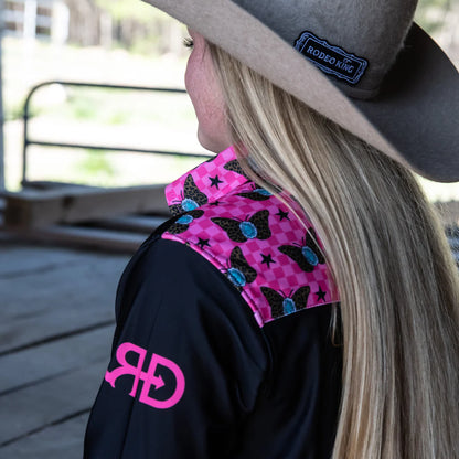 Rocket Donkey Checkered Butterfly Rodeo Shirt