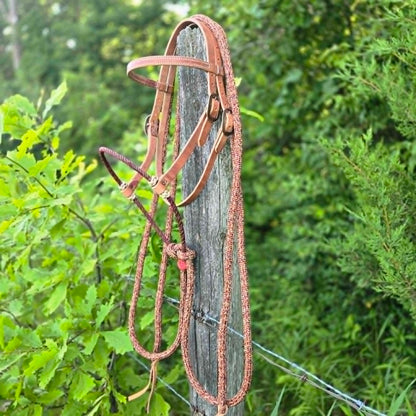 Natural & Burgundy Loping Hackamore