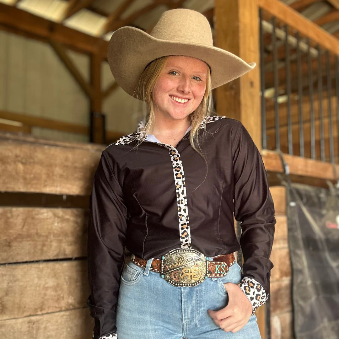 Rocket Donkey Black Cheetah Rodeo Shirt