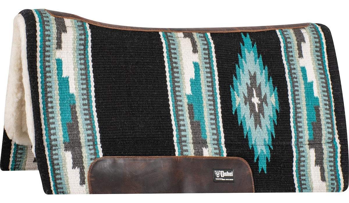 Cashel Performance Blanket Top Felt Pad - Black/Turquoise