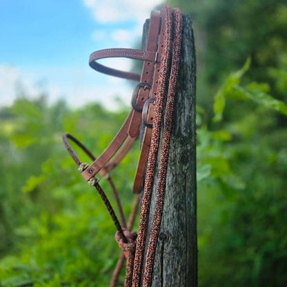 Natural & Burgundy Loping Hackamore