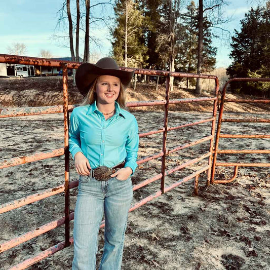 Rocket Donkey Teal Rodeo Shirt