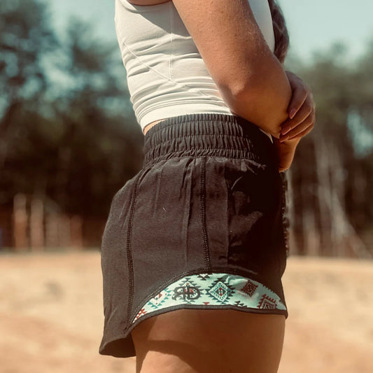 Rocket Donkey Black Mint Aztec Shorts