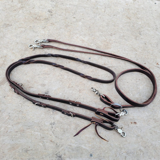 Blood Knot Barrel Rein Leather German Martingale