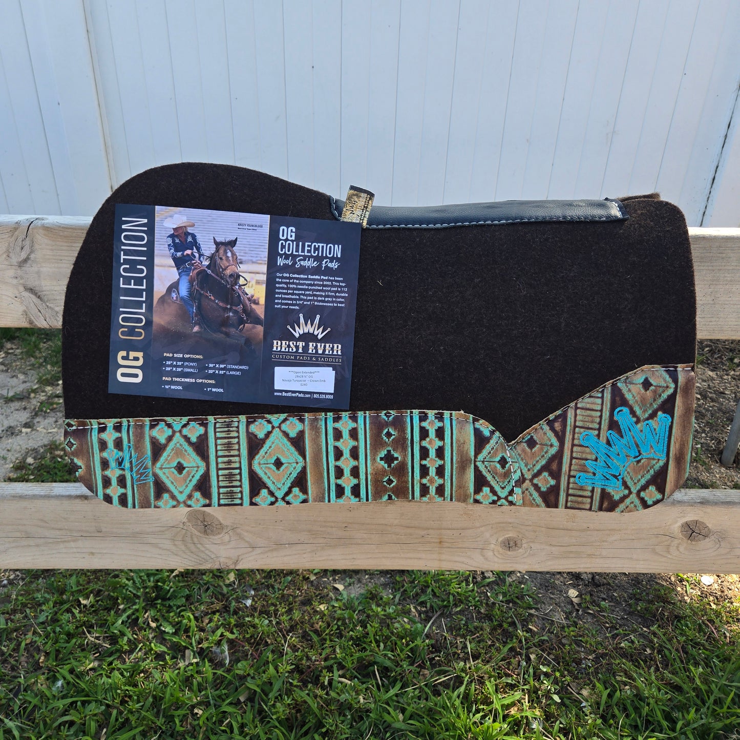 Best Ever OG Wool Open Extended Navajo Turquoise Barrel Pad