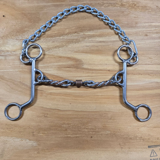 William Crutcher Short Shank Limited Reverse Gag w/ Copper Twisted Roller Dog bone