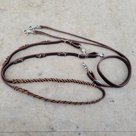 Laced Barrel Rein Leather German Martingale
