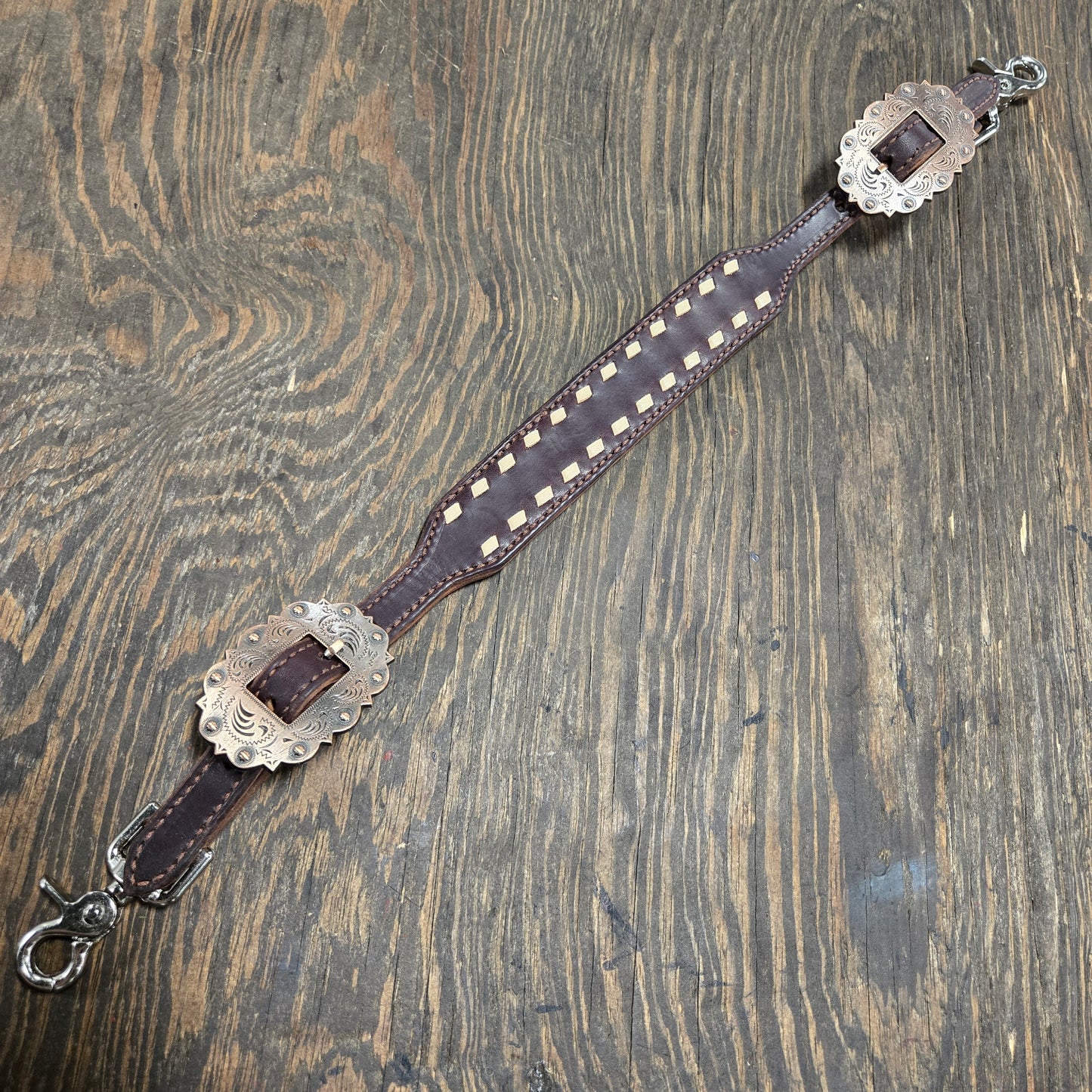 Natural Buckstitched Wide Wither Strap