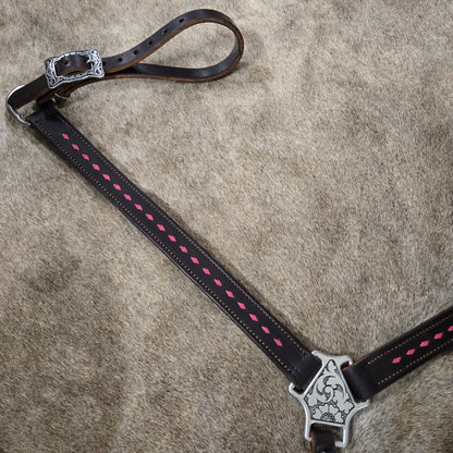 Pink Buckstitch Dark Chocolate One Ear Set