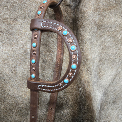 Dutton One Ear Turquoise and Spots Headstall