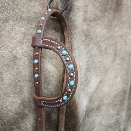 Dutton One Ear Turquoise and Spots Headstall