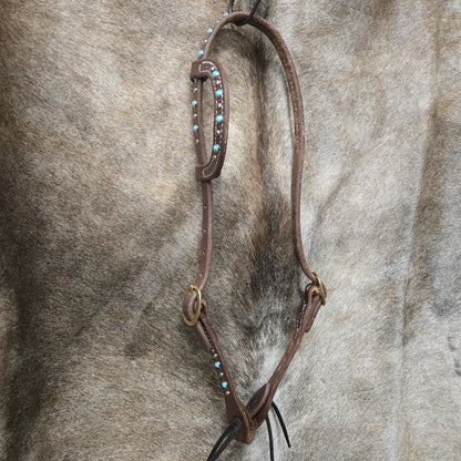 Dutton One Ear Turquoise and Spots Headstall