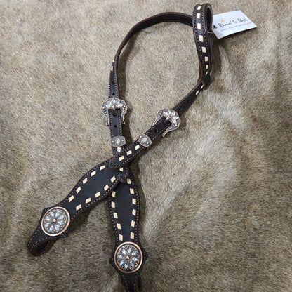 Natural Buckstitched One Ear Headstall