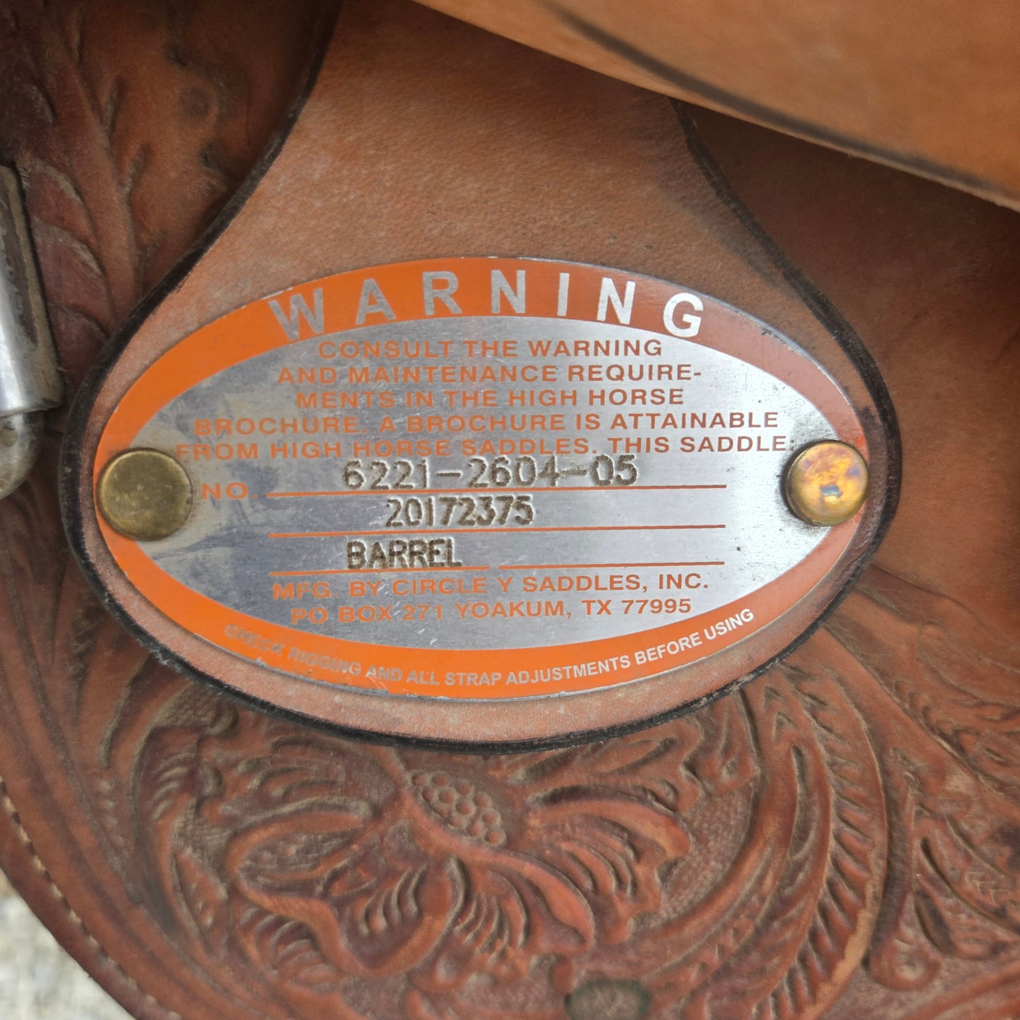 16" Circle Y by High Horse Barrel Saddle