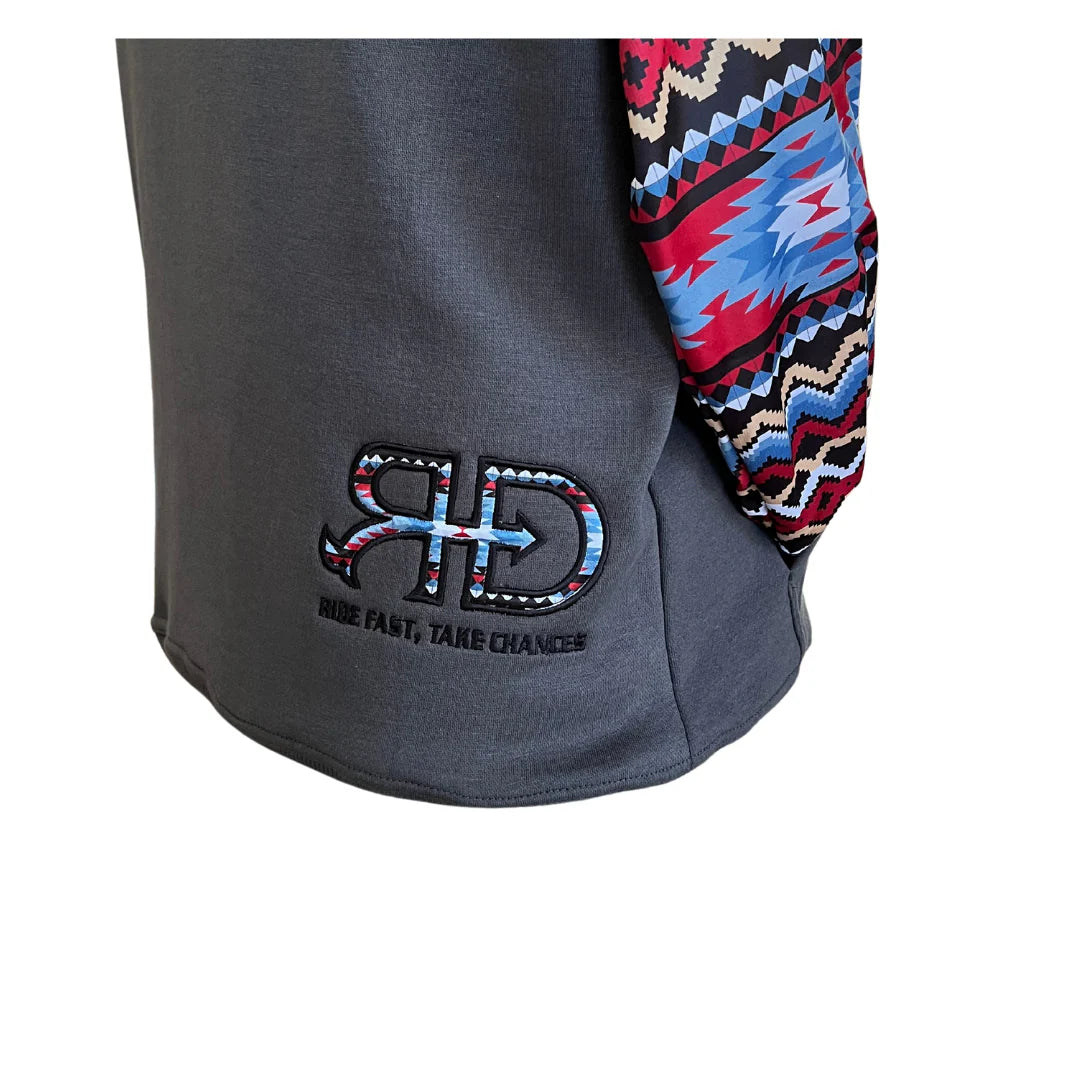 Rocket Donkey Hoodie Dark Grey Aztec