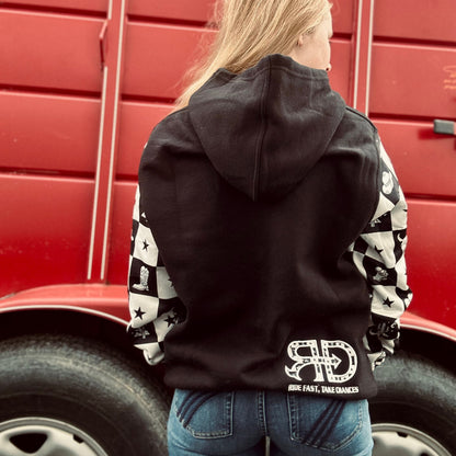 Rocket Donkey Hoodie Black Checkered