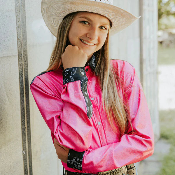 Rocket Donkey Pink Shiny Cactus Rodeo Shirt