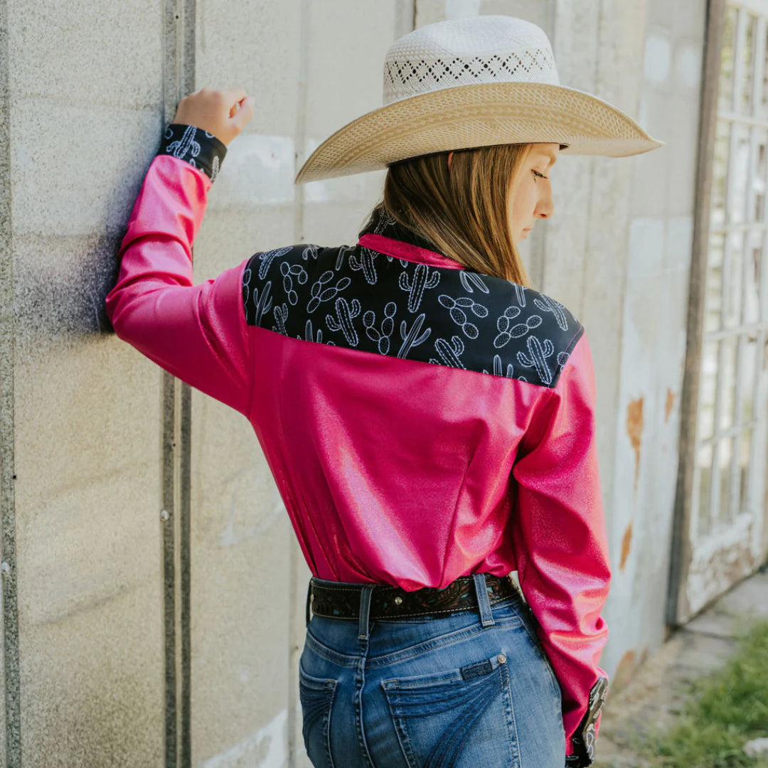 Rocket Donkey Pink Shiny Cactus Rodeo Shirt