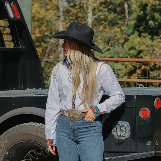 Rocket Donkey Silver Abstract Rodeo Shirt