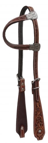 Showman Filigree Tooled Silver Accented One Ear Headstall