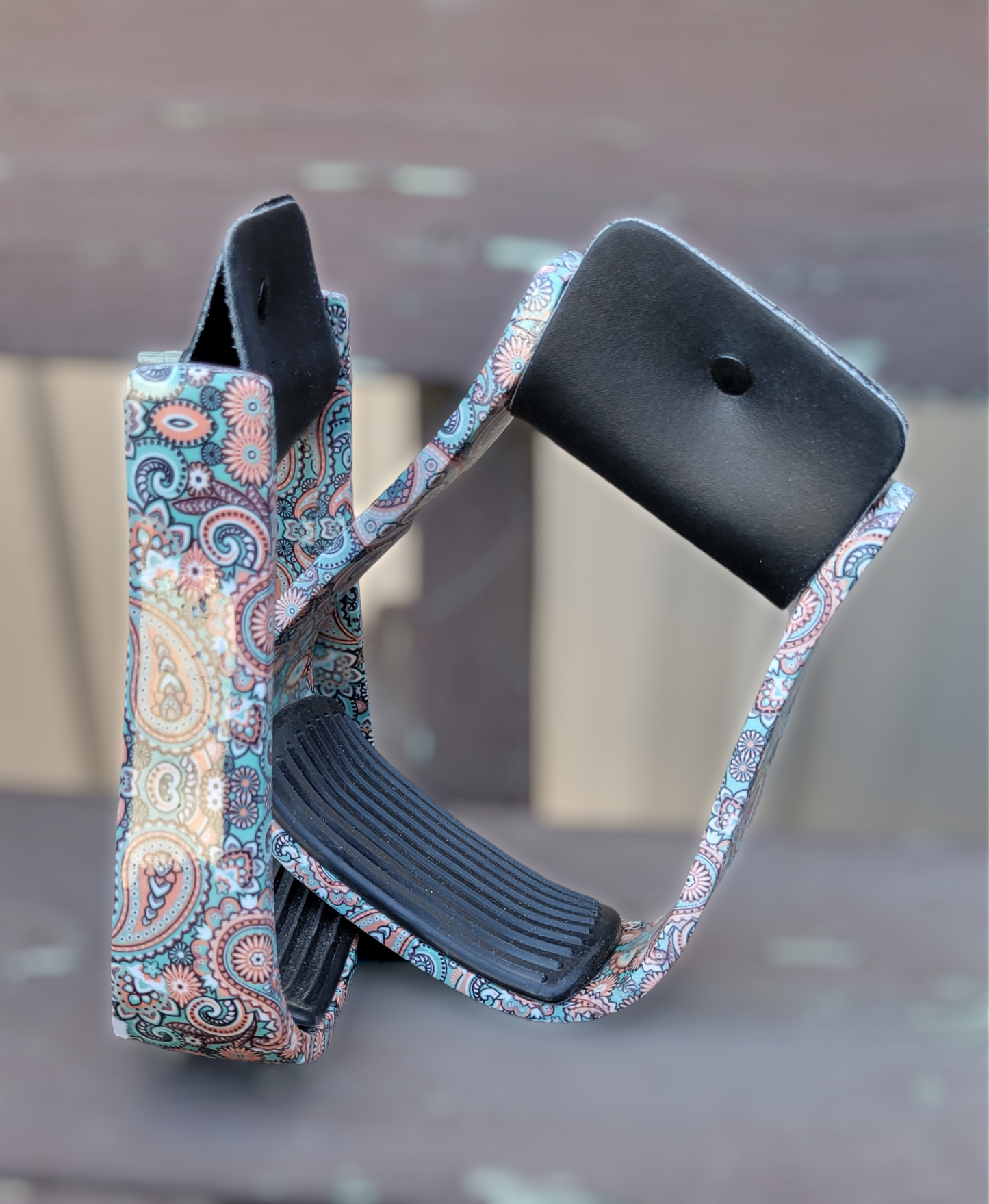 Turquoise Paisely Patterned Stirrups