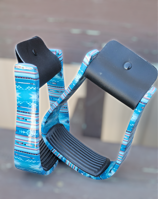 Southwest Feather Patterned Stirrups