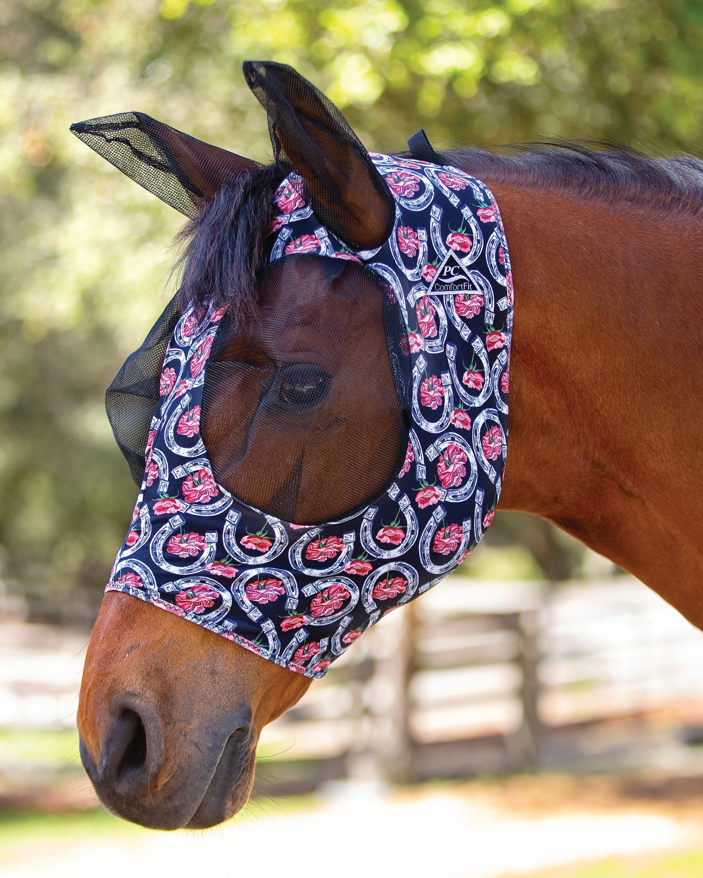 Professional's Choice Comfort Fit Lycra Fly Mask - Horseshoe
