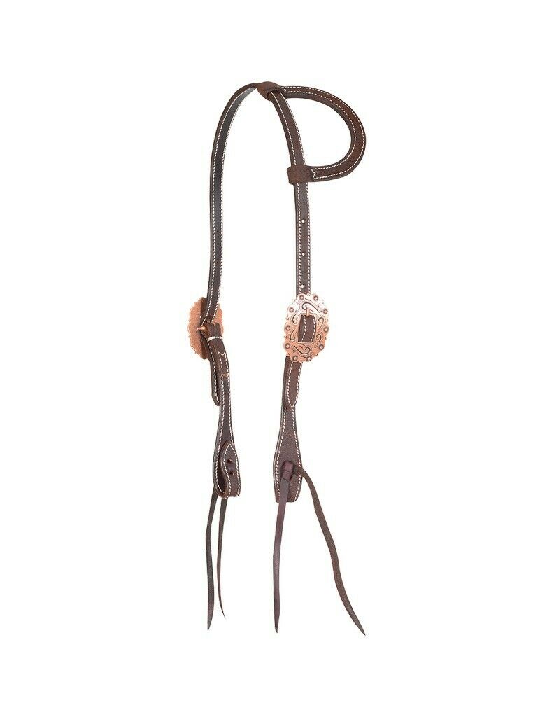 Martin Saddlery Chocolate Roughout One Ear Copper Buckle Headstall
